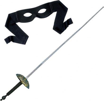 Widmann Zorro verkleed set - zwart - masker met Sabel van 60 cm - carnaval