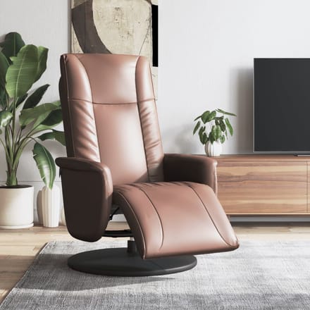 vidaXL - Fauteuil - verstelbaar - met - voetensteun - kunstleer - bruin