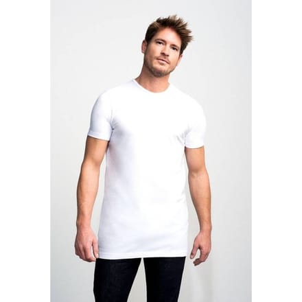 Slater 7700 - Basic Fit Extra Lang 2-pack T-shirt ronde hals korte mouw wit S 100% katoen