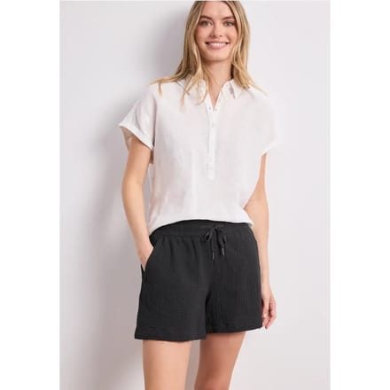 Mid Waist shorts van neteldoek