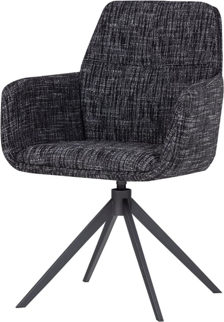 WOOOD Grant Eetkamerstoel Met Armleuning - Melange - Zwart - 88x61x63