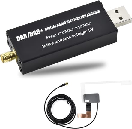Digitale Radio Ontvanger - DAB+ Dongle - Auto Muziek Streamen - USB Aansluiting - Compact Formaat - Zwart