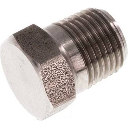 1/8'' NPT Buitendraad RVS Plug met Buitenzeskant 345 Bar - FL1-M-S-018N-E