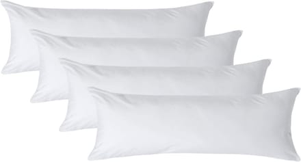 Homescapes Kussensloop 50x140 cm voor Lichaamskussen Set van 4 – Wit – 100% Egyptisch Perkal Katoen – 200 TC