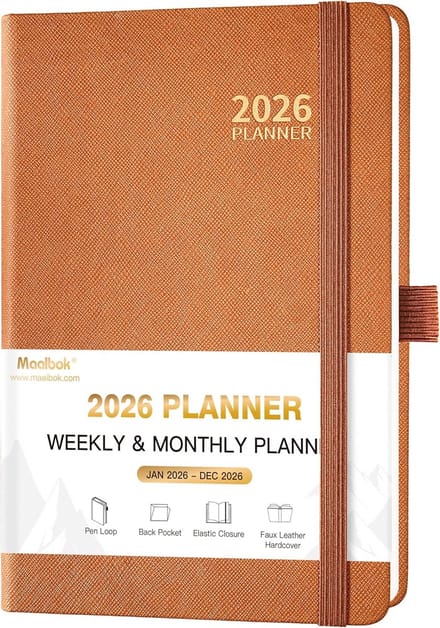 Jaarplanner 2026 Week- en Maandoverzicht A5 Formaat Organizer Bruin
