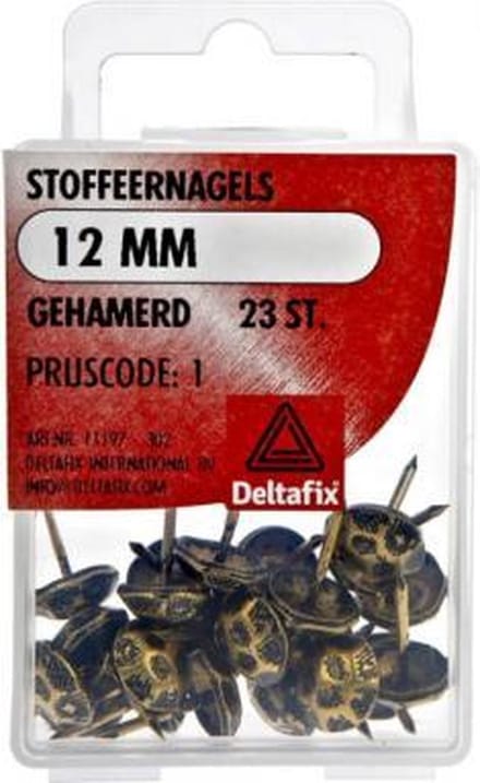 Deltafix stoffeernagels 12 mm - zwart-brons - gehamerd - 23 stuks