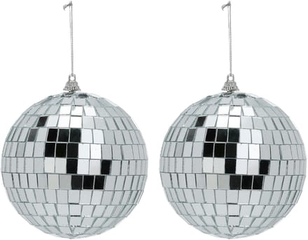Inge Christmas Decor Disco kerstbal - 2x - zilver - D11 cm - glas/foam - discobal/discobol - kerstversiering