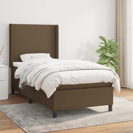 vidaXL - Boxspring - met - matras - stof - donkerbruin - 90x190 - cm