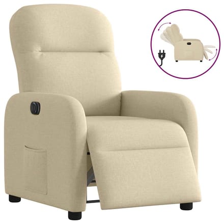 vidaXL - Fauteuil - verstelbaar - elektrisch - stof - crèmekleurig