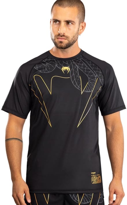 Venum Serpenti Dry Tech T-shirts Zwart Zilver Goud - M