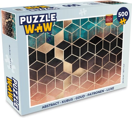 Puzzel Abstract - Kubus - Goud - Patronen - Luxe - Legpuzzel - Puzzel 500 stukjes
