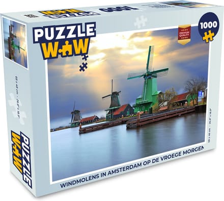Puzzel Windmolens in Amsterdam op de vroege morgen - Legpuzzel - Puzzel 1000 stukjes volwassenen