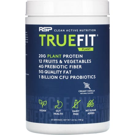 RSP Nutrition, TrueFit Plant Protein Shake, Creamy Vanilla Smaak, 1.65 lb (748 gram)