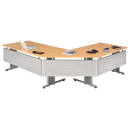 Frontpaneel voor bureautafels, metaal, geperforeerd, zilverkleurig gemoffeld, B 1800 mm