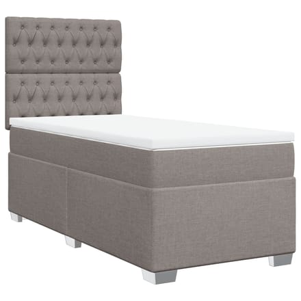 vidaXL - Boxspring - met - matras - stof - taupe - 90x190 - cm