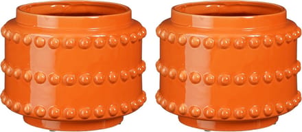 Mica Decorations Pot - 2x - boaz - gebobbeld - oranje - 16.5 x 21 cm