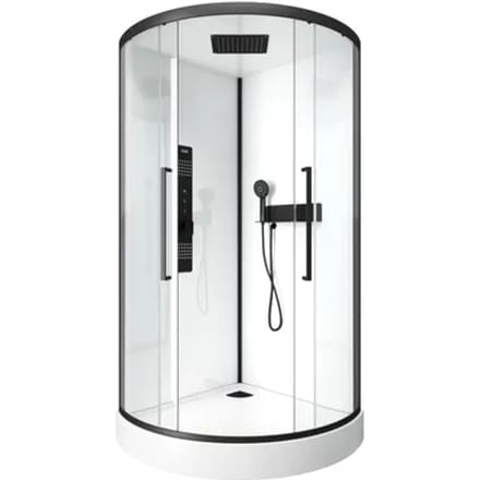 Aurlane Douchecabine Indus2 - Kwartrond - 90x90x215cm - Zwart/wit