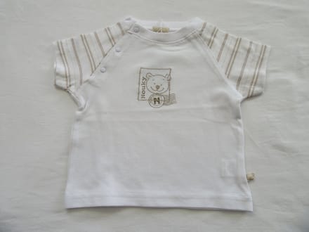 noukie's , jongen, t-shirt korte mouw , wit , beige nouky , 9 maand 74