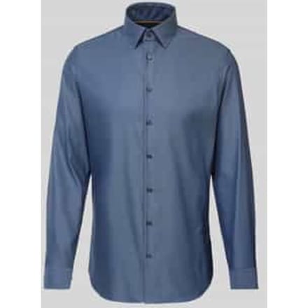 Regular fit zakelijk overhemd van viscose met kentkraag