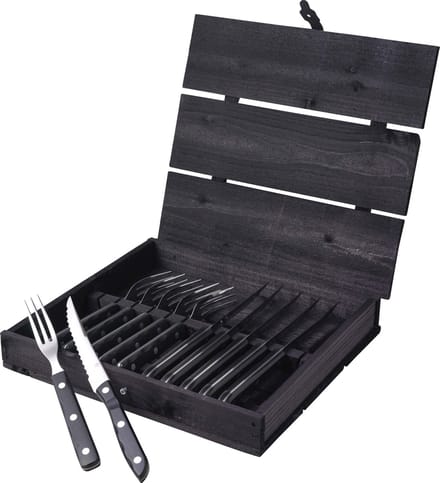 Gense Old Farmer Black Steakbestek 12 delen Zwart/Staal