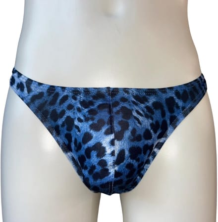 LekkerStout Heren Luipaard String - Blauw/Zwart - Sexy Herenondergoed | M | ( LS189 )