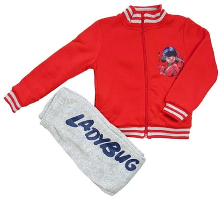 Miraculous Ladybug Set - Joggingpak - Trainingspak - 2-delig - rood/grijs - maat 104/110 (5 jaar)