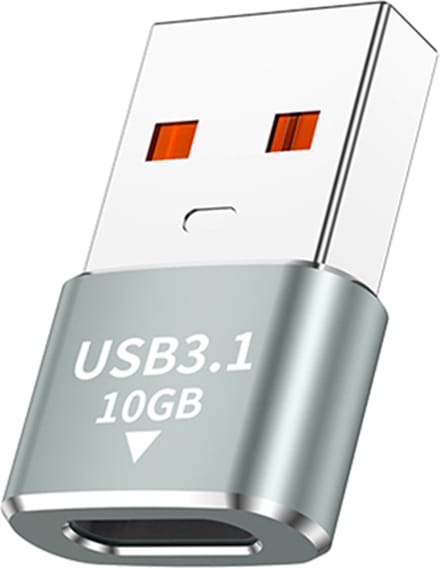 USB 3.0 naar USB-C Adapter - 120W 10Gbps - USB C naar USB 3.0 Adapter - USB A naar USB C Converter - USB A naar USB C Female - aluminium - grijs - Provium