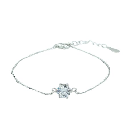 Echt zilveren armband - Minimalistisch model met sprankelend steentje - 15 + 3 cm