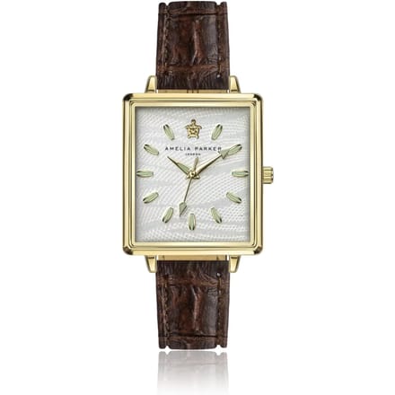 Leren krokodillenhorloge voor dames Amelia Parker Desert