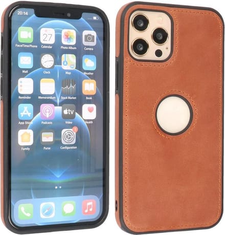Giuliano - Leren Backcover - Telefoonhoesje - Voor iPhone 12 - iPhone 12 Pro - Cognac