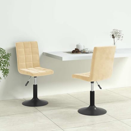 vidaXL - Eetkamerstoelen - draaibaar - 2 - st - fluweel - crèmekleurig