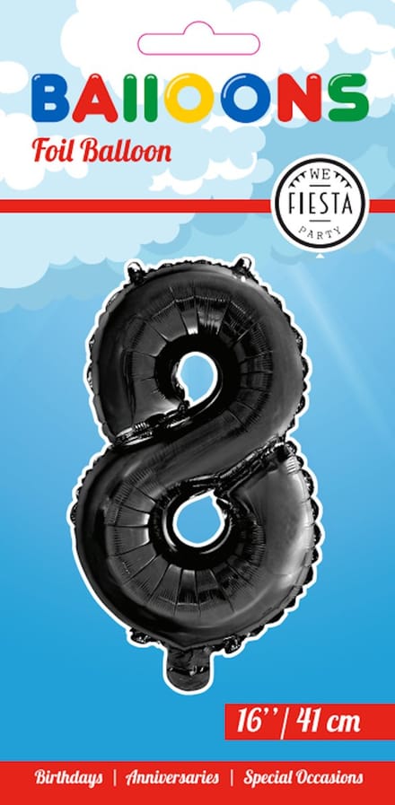 Folieballon 16" nmr. 8 - Zwart