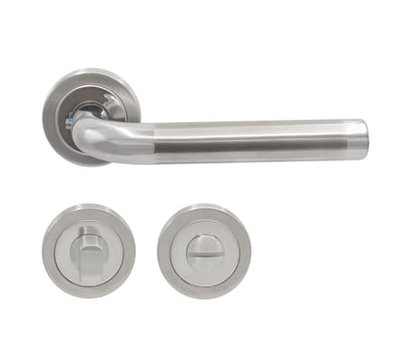 Slotman Solutions Deurklink WC – RVS – Rond Rozet – Toiletsluiting – Deurbeslag Set