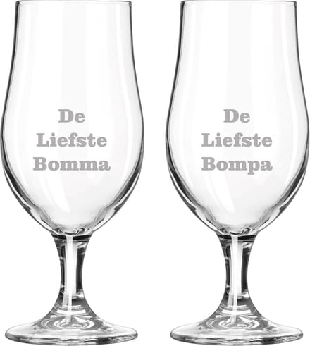Bierglas op voet gegraveerd - 49cl - De Liefste Bomma-De Liefste Bompa