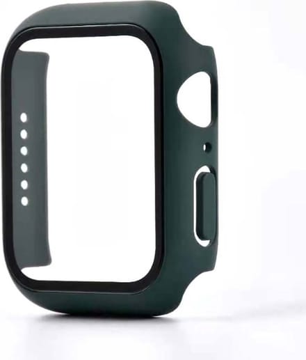 Smartphonica Hoesje met glazen screenprotector voor Apple Watch 41mm - Zwart geschikt voor Apple Watch