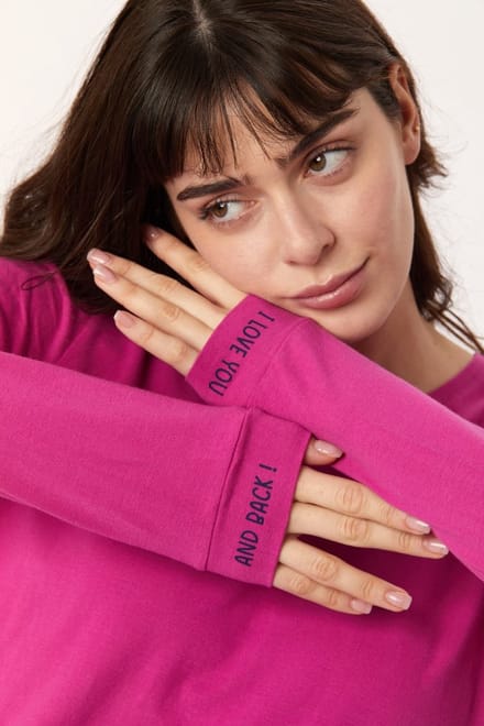 Woody Meisjes-Dames Pyjama fuchsia - maat 152/12J