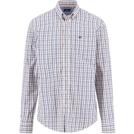 Fynch-Hatton Overhemd Multi Combi Check Button-Down Peach-Blue / male