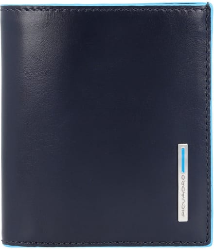 Piquadro Blauwe Vierkante Leren Portemonnee 8,5 cm