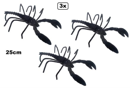 3x Zwarte schorpion 25cm - Halloween horror griezel scary dieren creepy