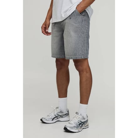 Relaxed Denim Shorts Met Laserprint | Ice Grey | Size 38