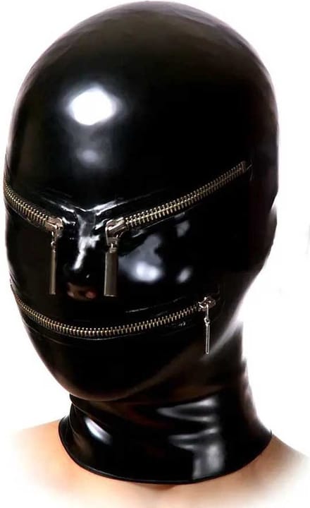 Latex seks masker - BDSM - 100 % Latex - 0,45MM Dik - Rits ogen en mond - S/M