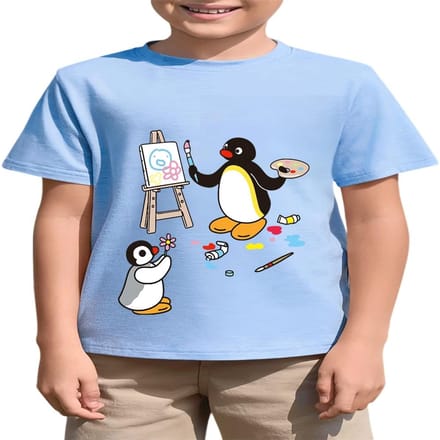 Vente Chaude 2026 Été T-shirt Mode Enfant Impression Dessin Animé Pingu 150 gray