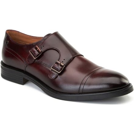 Base London Taper Lederen Mannen Bordo Dubbele Monk Schoenen