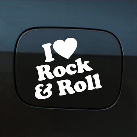 Bumpersticker - I Love Rock & Roll - 10,3 X 12,6 - Wit