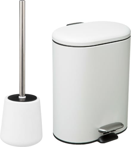 5Five Badkamer/toilet accessoires - WC-borstel en pedaalemmer 6L - wit