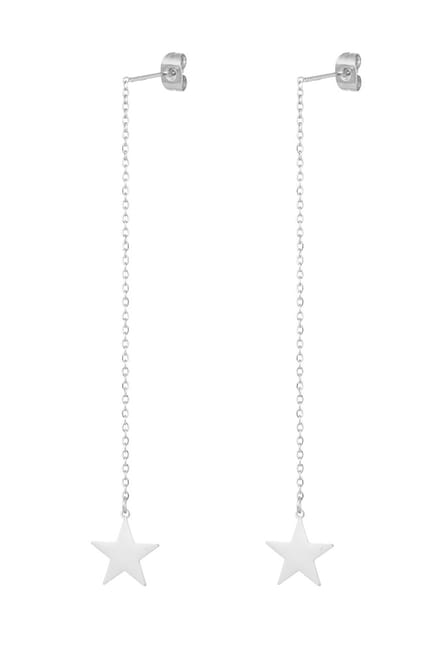 Oorbellen lang ster - zilver