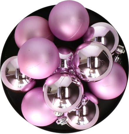 Decoris kerstballen - 12x stuks - 6 cm - lila paars -kunststof -kerstversiering