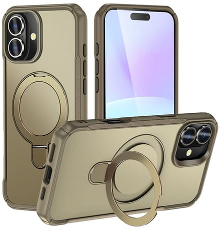 Mobiq - Magnetisch Ringstand Magsafe Hoesje geschikt voor iPhone 17 - kaki