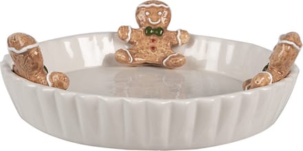 Clayre & Eef Decoratie schaal Ø 23x7 cm Wit Keramiek Gingerbread man