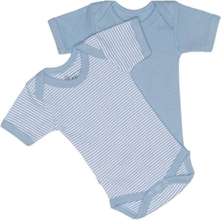 ISI Mini - Teddy romper korte mouw blauw en streep - maat 44 - set van 2
